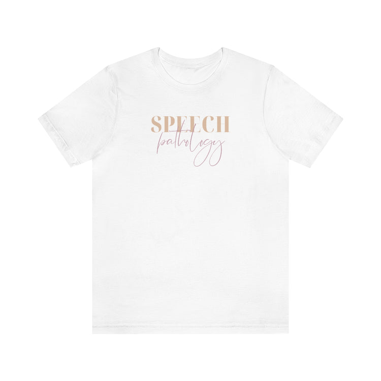 speech pathology neutral and purple short sleeve tee