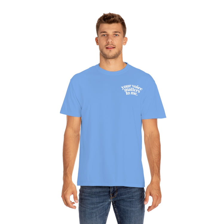 your voice matters SLP comfort colors tee
