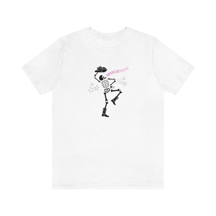 skeleton cowboy speech path short sleeve tee