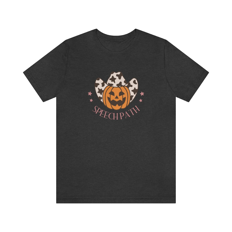 pumpkin cowboy speech path short sleeve tee