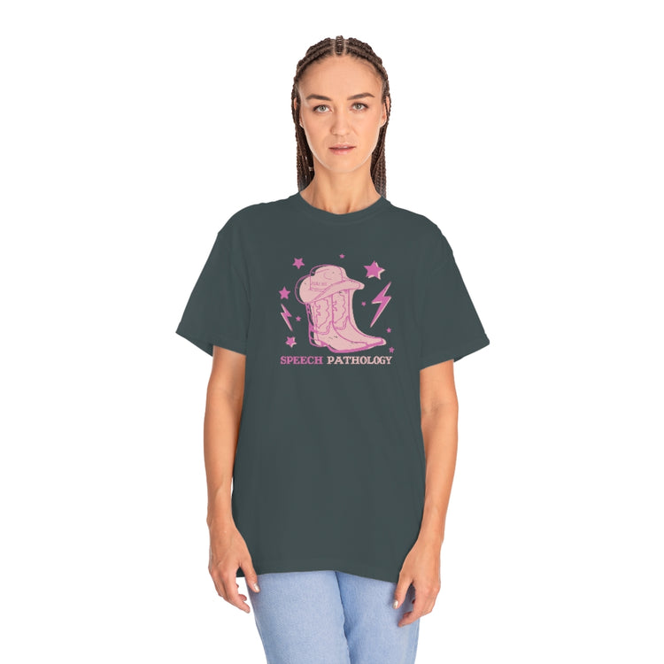 cowboy boots speech path comfort colors tee