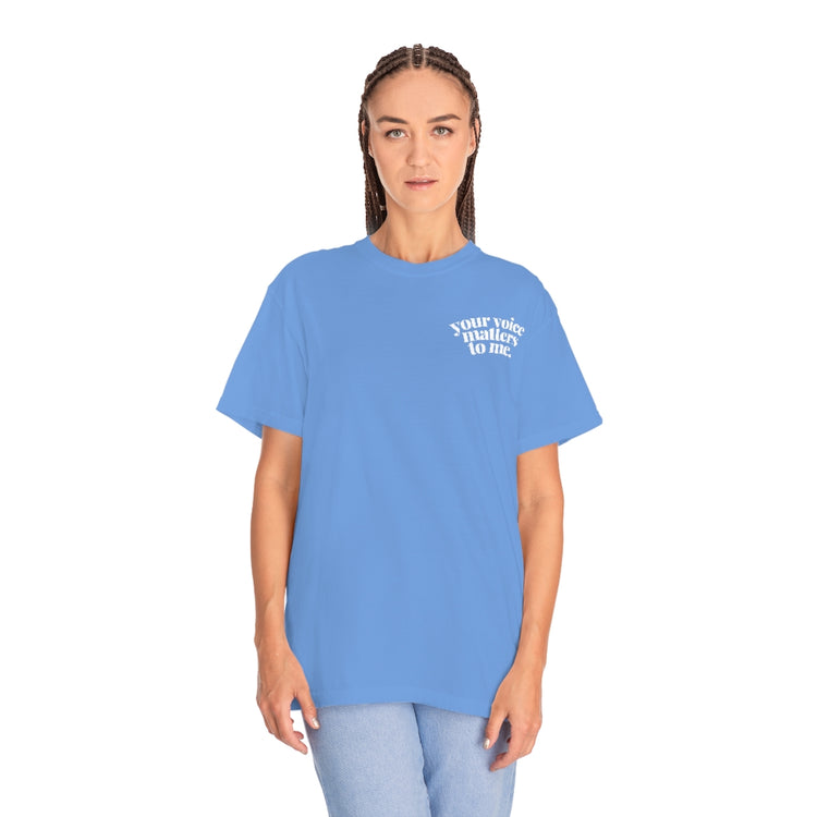 your voice matters SLP comfort colors tee