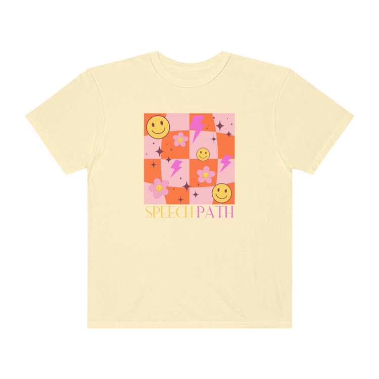 smiley disco speech path comfort colors tee