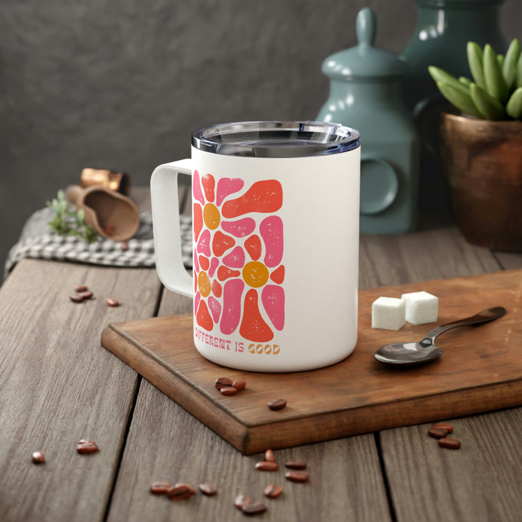 retro flower different is good insulated 10 oz coffee mug