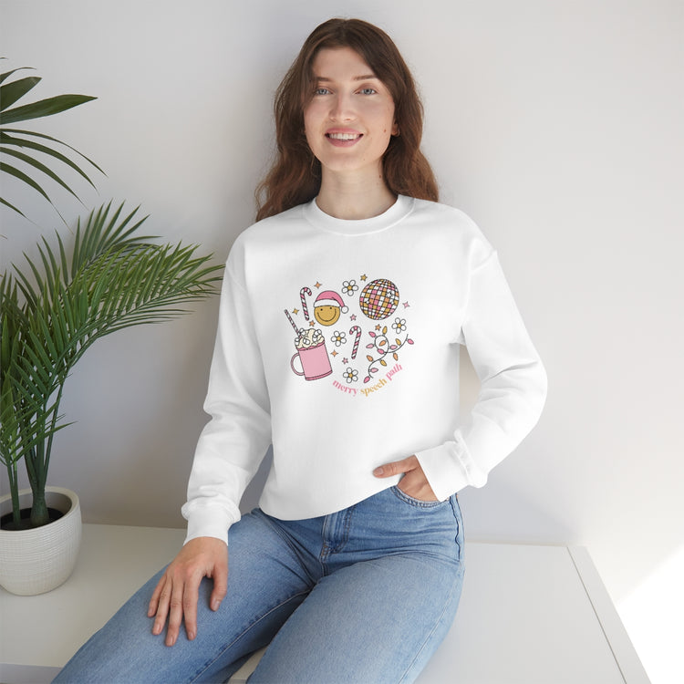 festive merry speech path crewneck