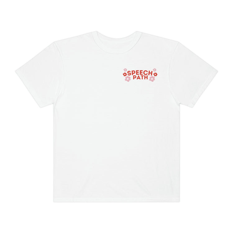 speech path retro flower comfort colors tee