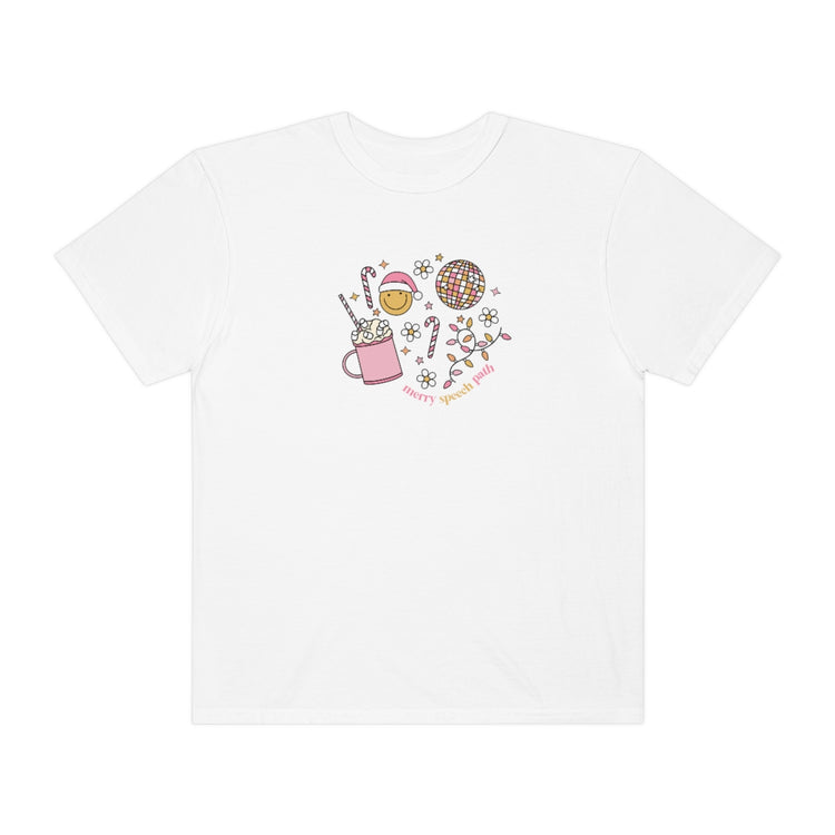 festive merry speech path comfort colors tee