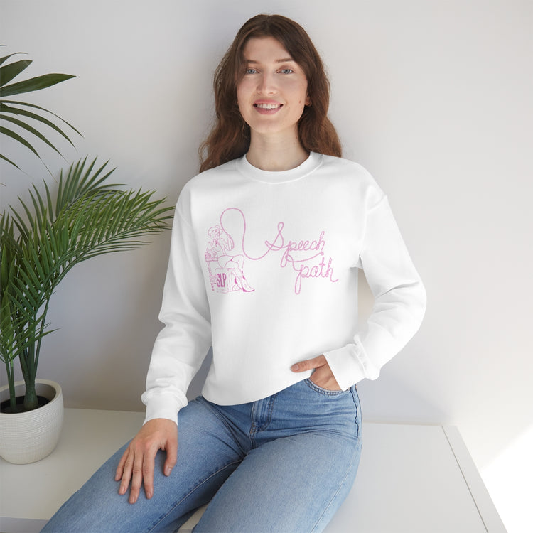 cowgirl rope speech path pink crewneck