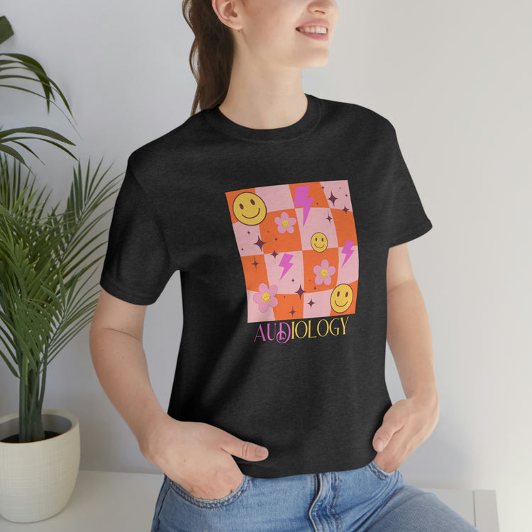 smiley disco audiology short sleeve tee