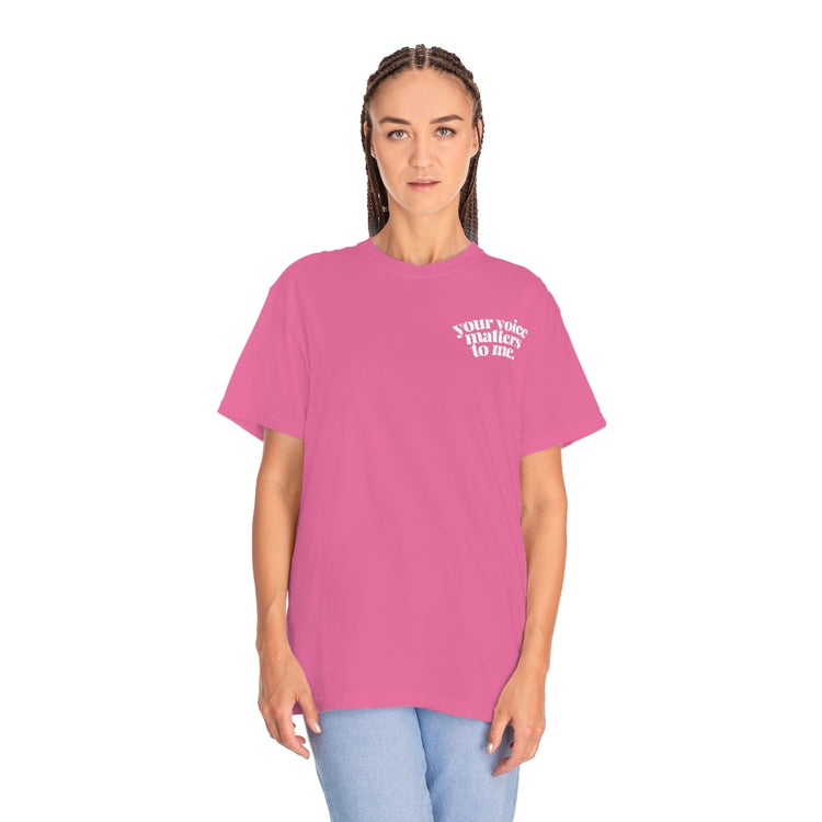 your voice matters SLP comfort colors tee