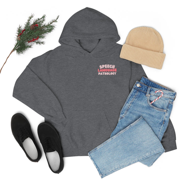 speech language pathology pink block hoodie