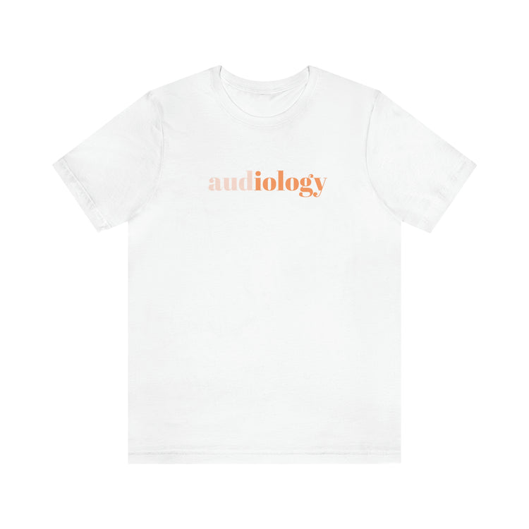 simple audiology orange short sleeve tee