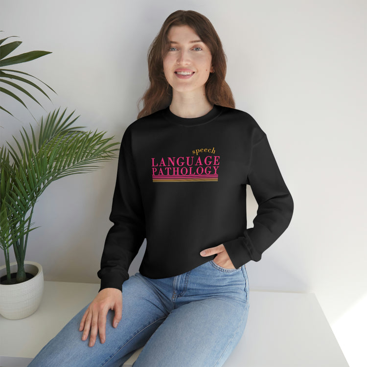 simple pink speech language pathology lines crewneck