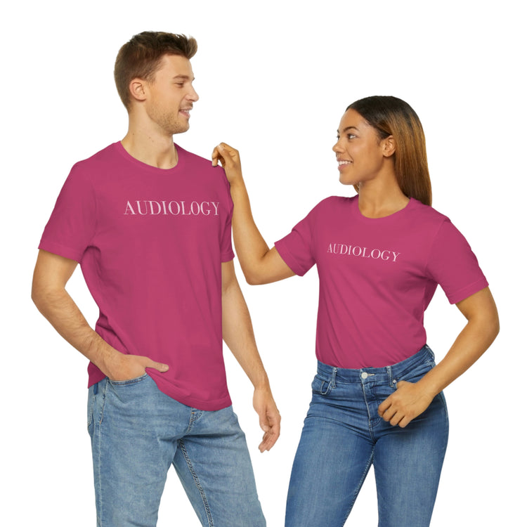 simple red/pink audiology short sleeve tee