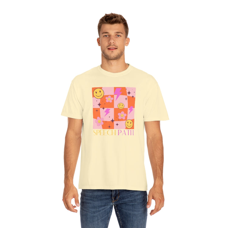 smiley disco speech path comfort colors tee