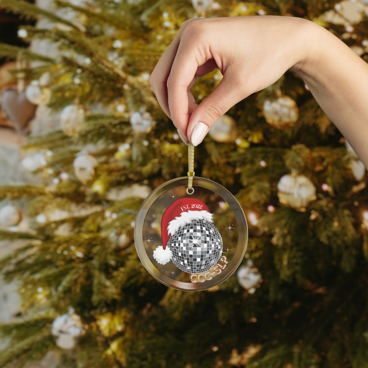 santa disco CCC-SLP est. 2022 glass ornament