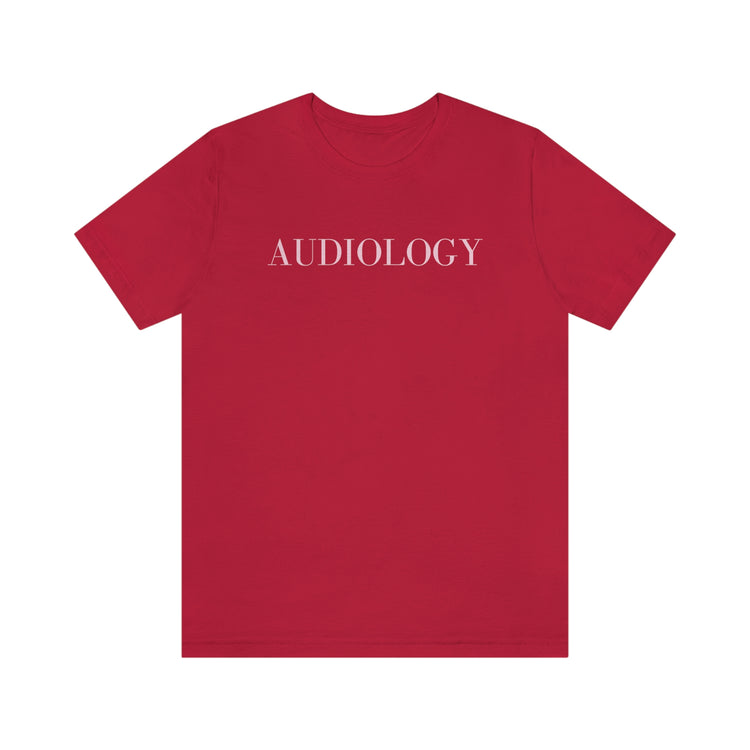 simple red/pink audiology short sleeve tee