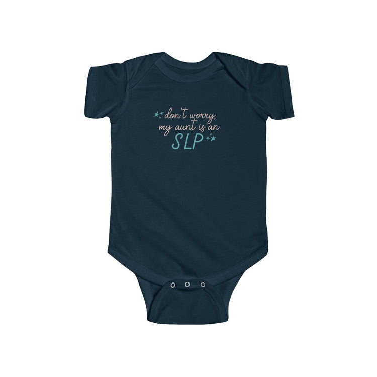 SLP aunt baby jersey fit onesie - don't worry