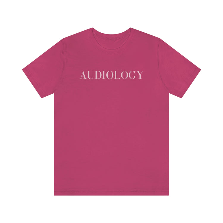 simple red/pink audiology short sleeve tee