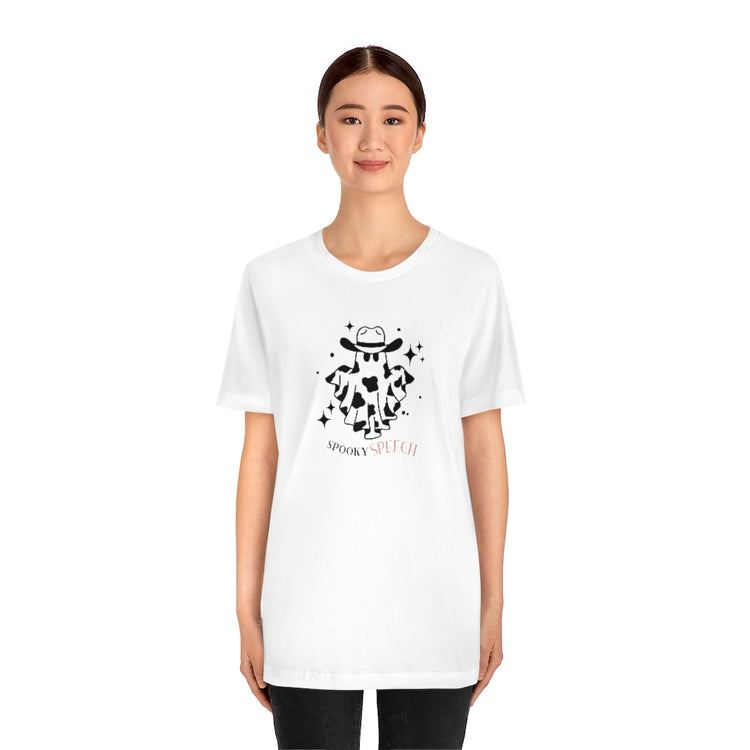 cowboy ghost spooky speech short sleeve tee