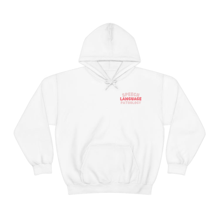 speech language pathology pink block hoodie