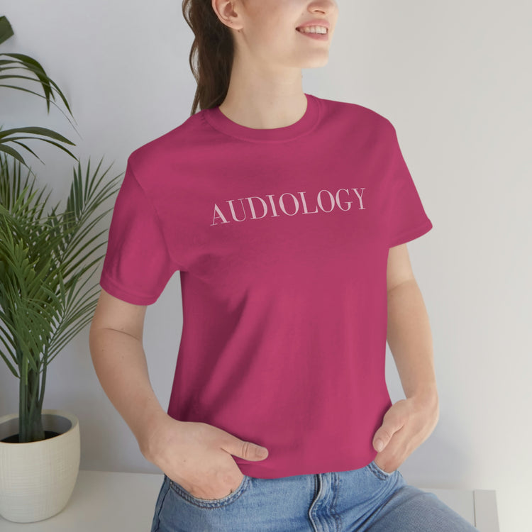 simple red/pink audiology short sleeve tee