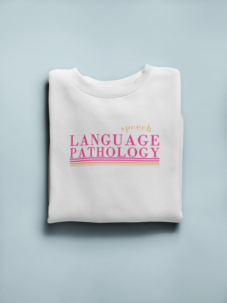 simple pink speech language pathology lines crewneck