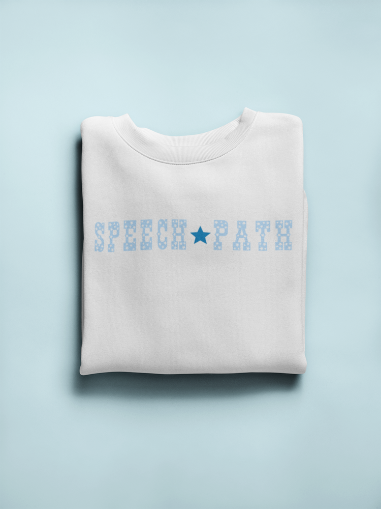 western star speech pathology blue crewneck