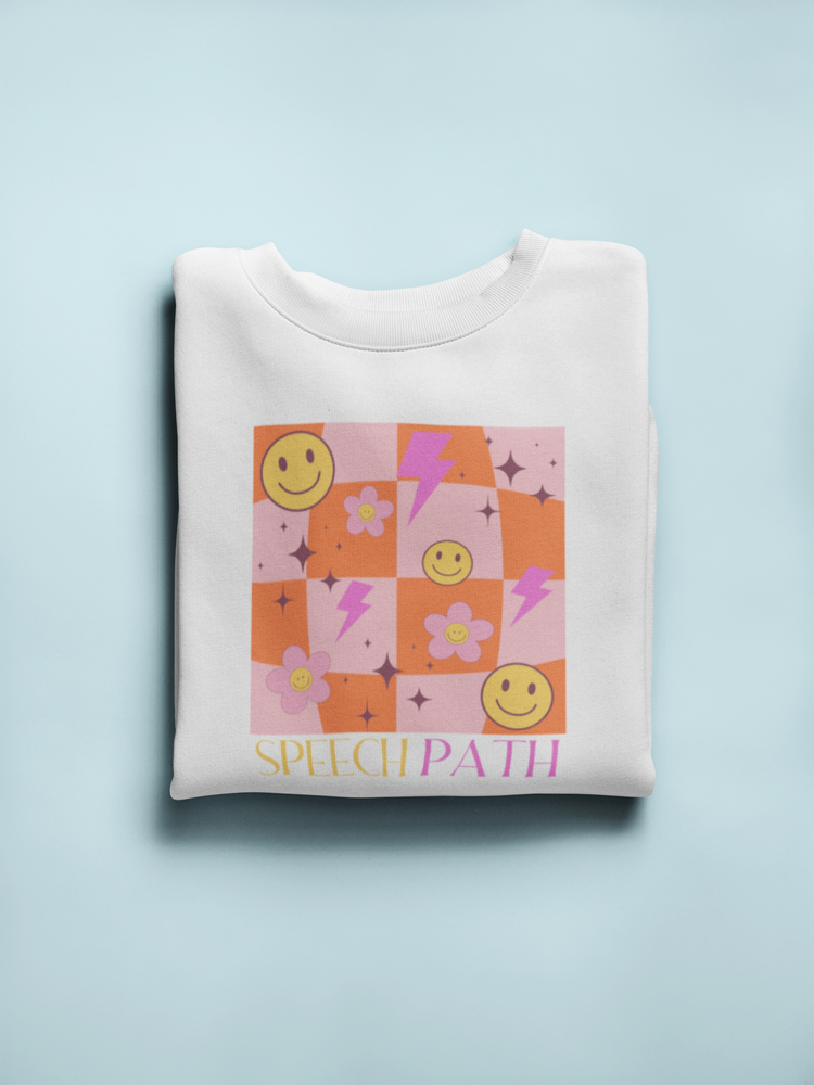 smiley disco speech path crewneck