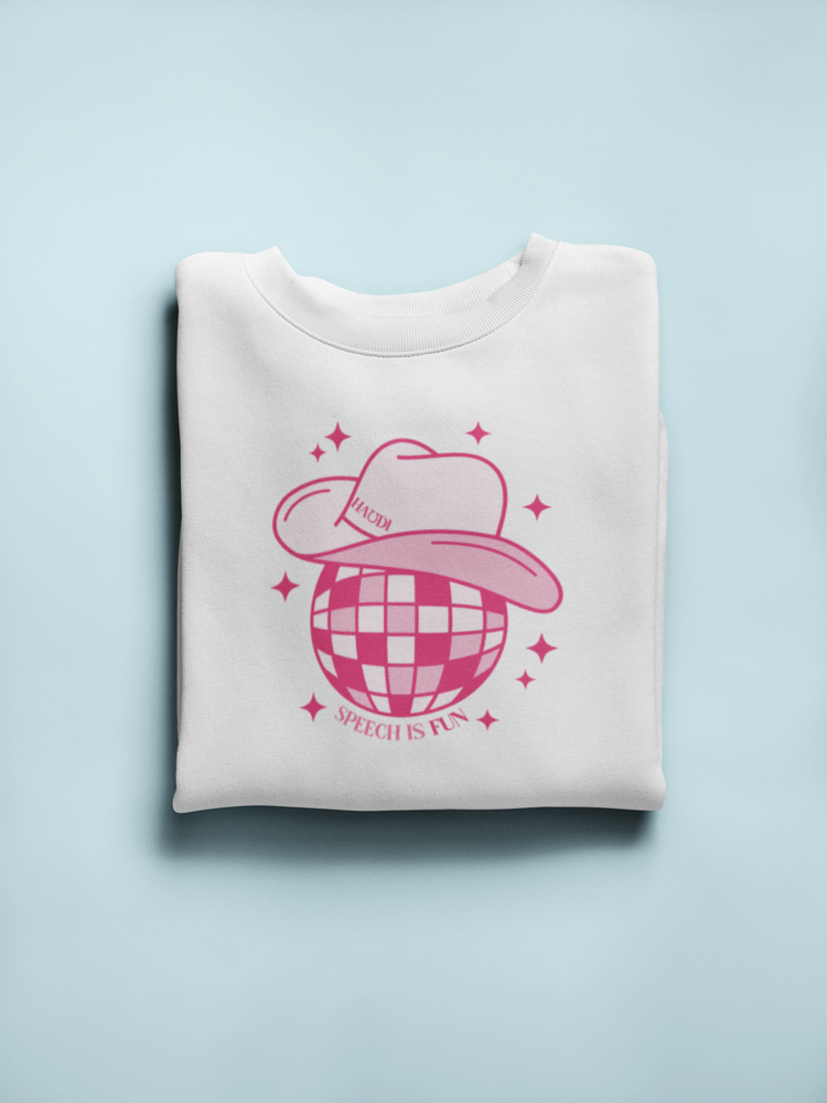 cowboy disco speech is fun crewneck