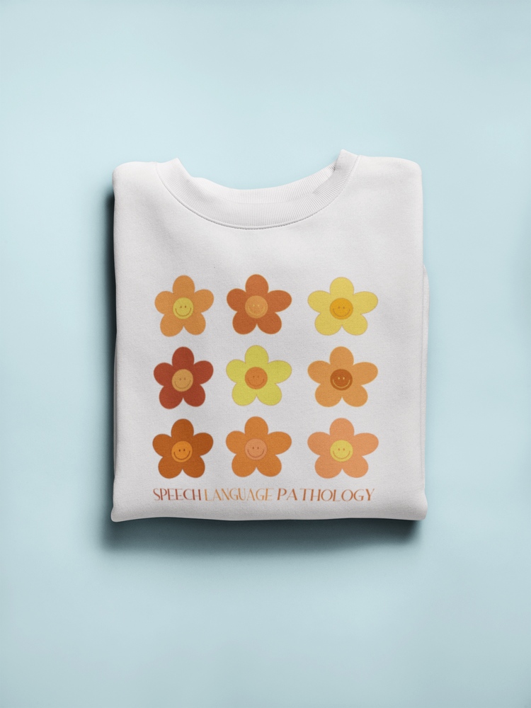 orange flower speech pathology crewneck