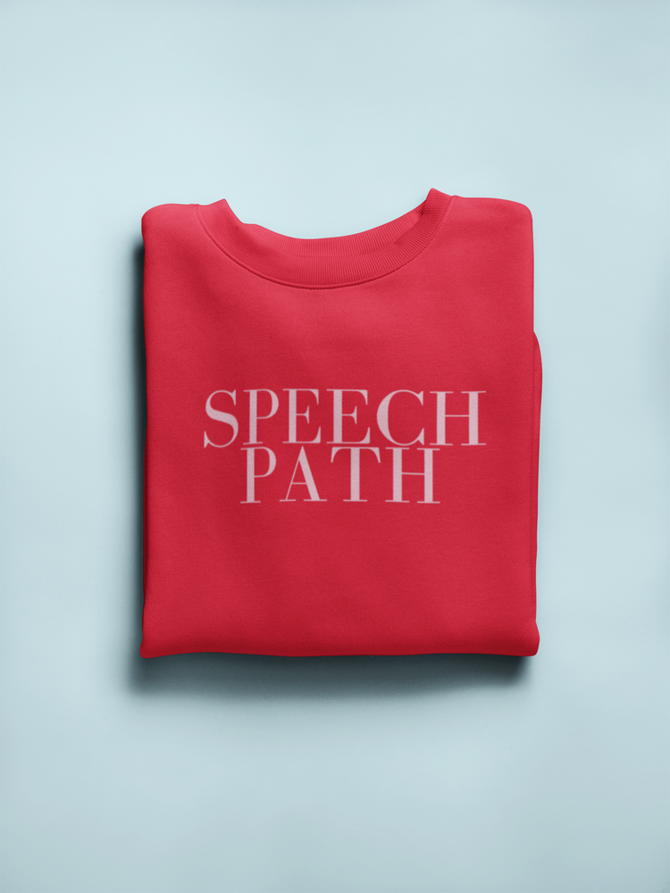 simple speech path red crewneck