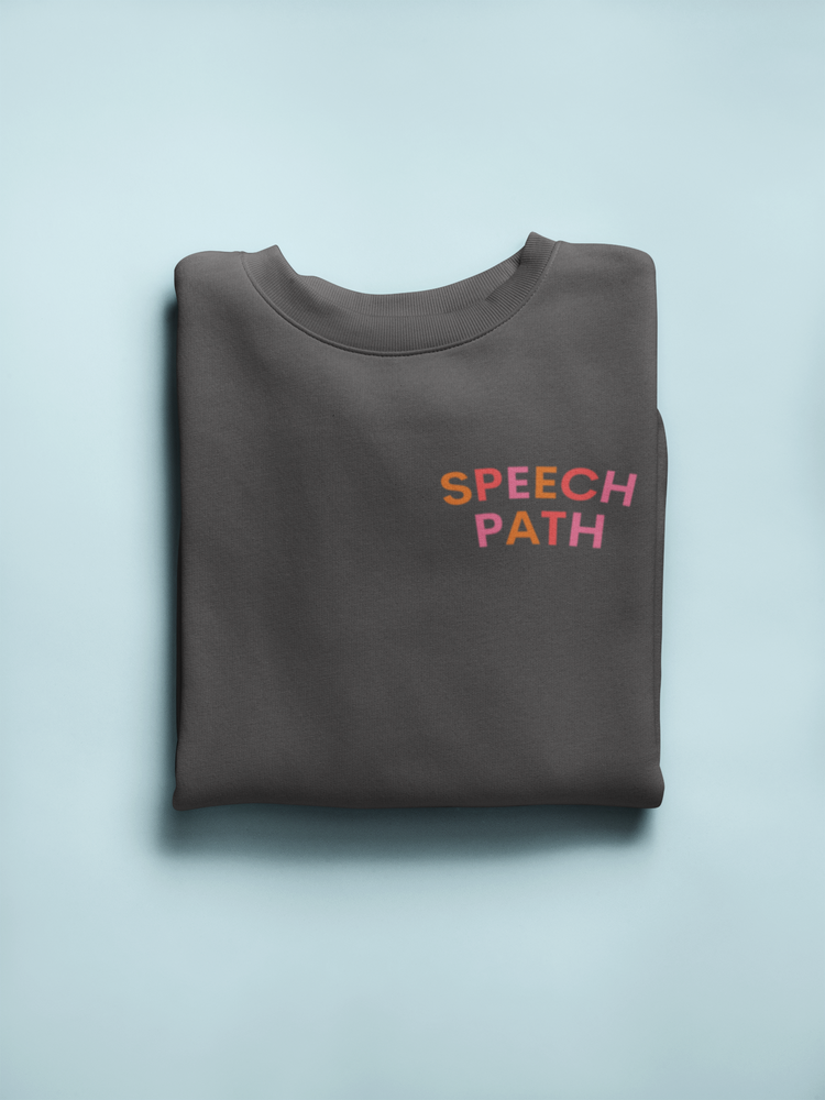 colorful arch speech path crewneck