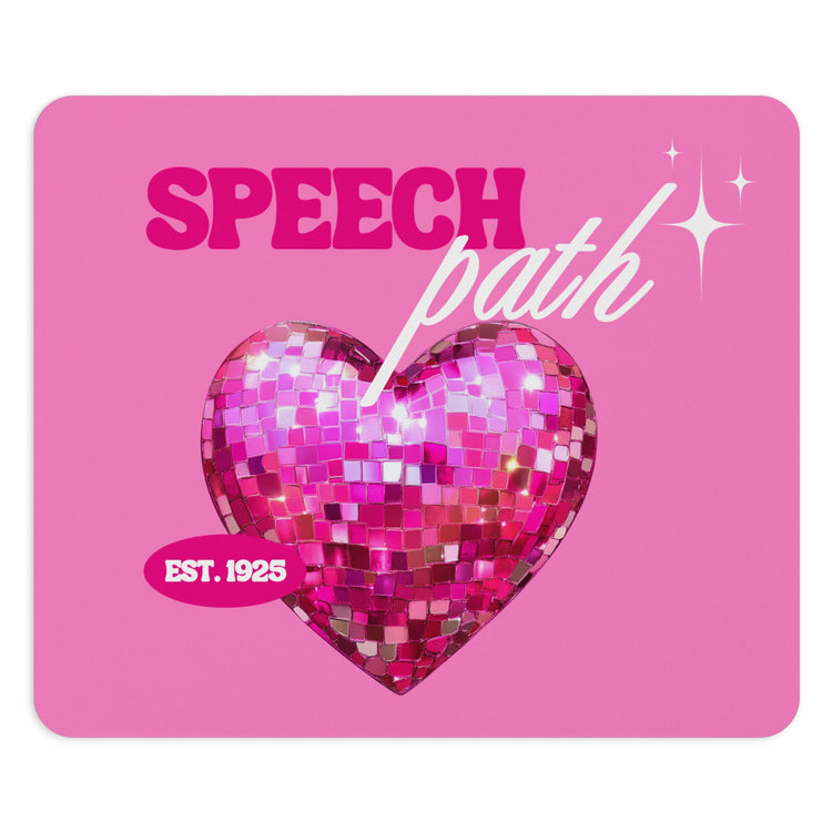 pink disco heart speech path mouse pad