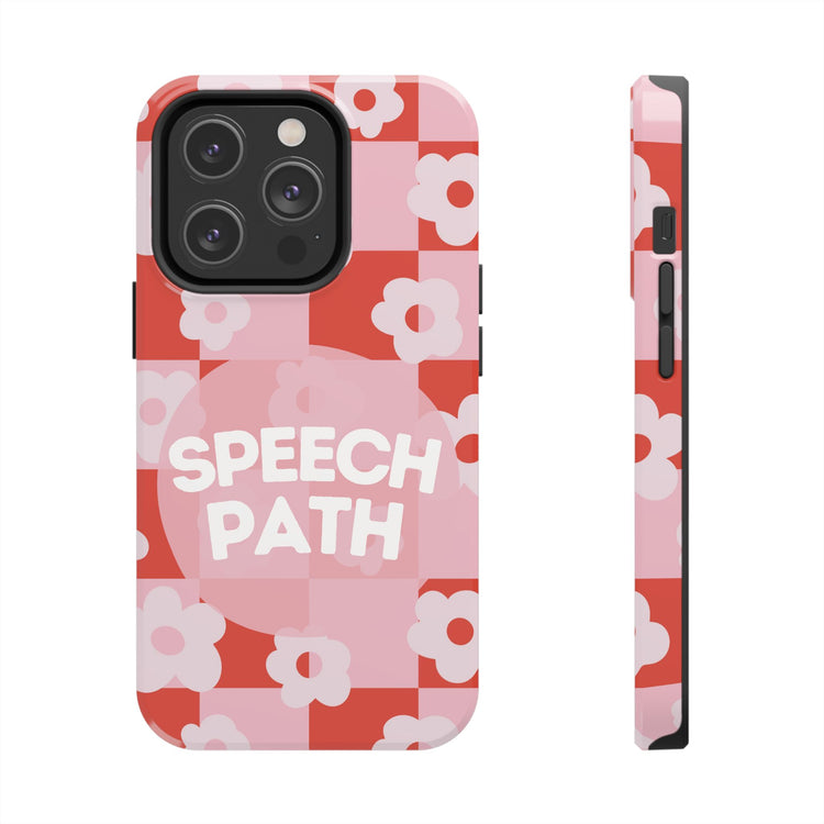 speech path red retro flower iPhone case