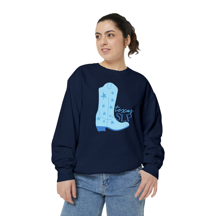 blue boots texas SLP comfort colors crewneck