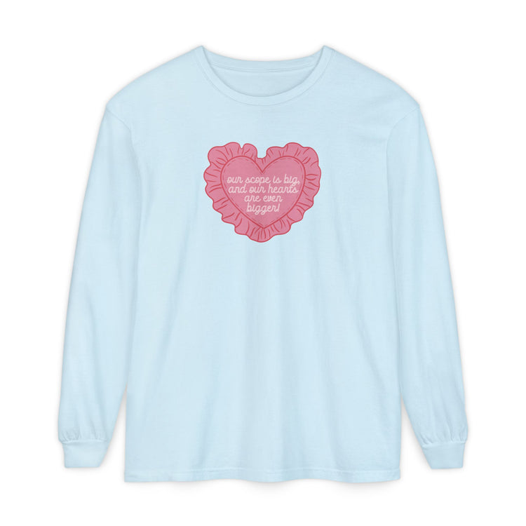 our scope is big heart pillow long sleeve tee