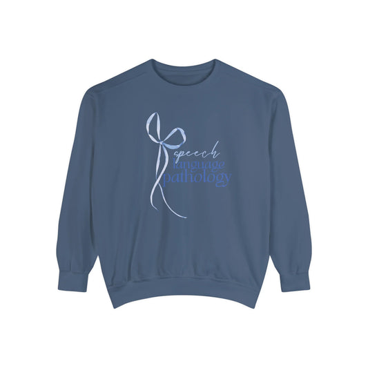 blue bow speech language pathology comfort colors crewneck (sample sale)