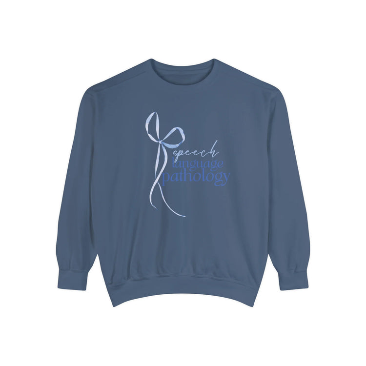 blue bow speech language pathology comfort colors crewneck (sample sale)