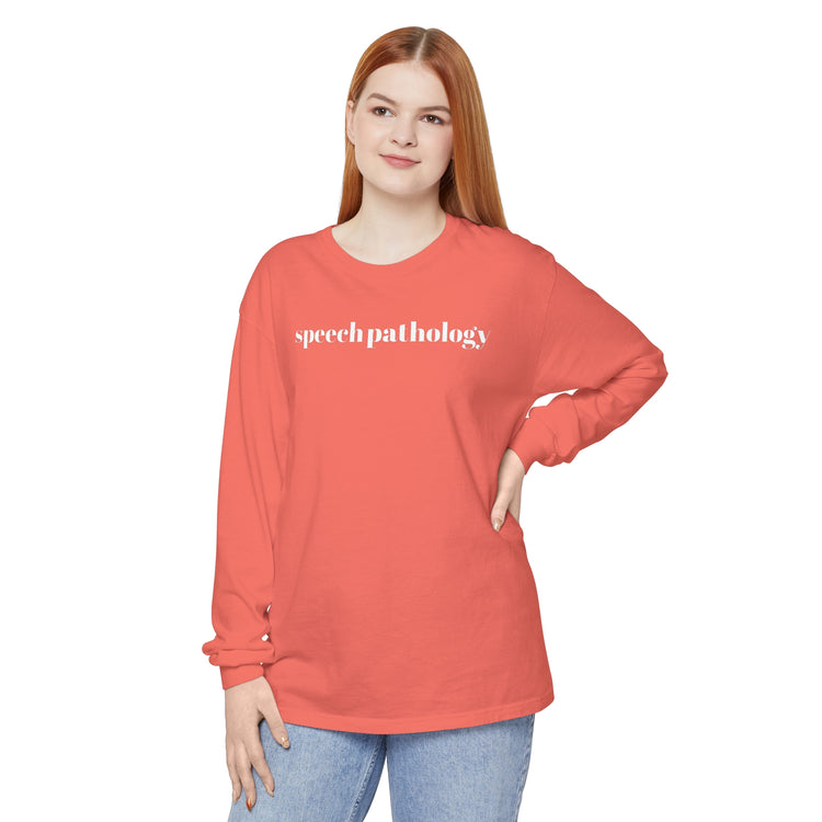 simple speech pathology comfort colors long sleeve tee