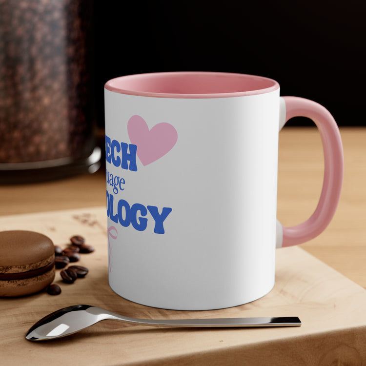 speech language pathology heart + bow two-tone mug 11oz