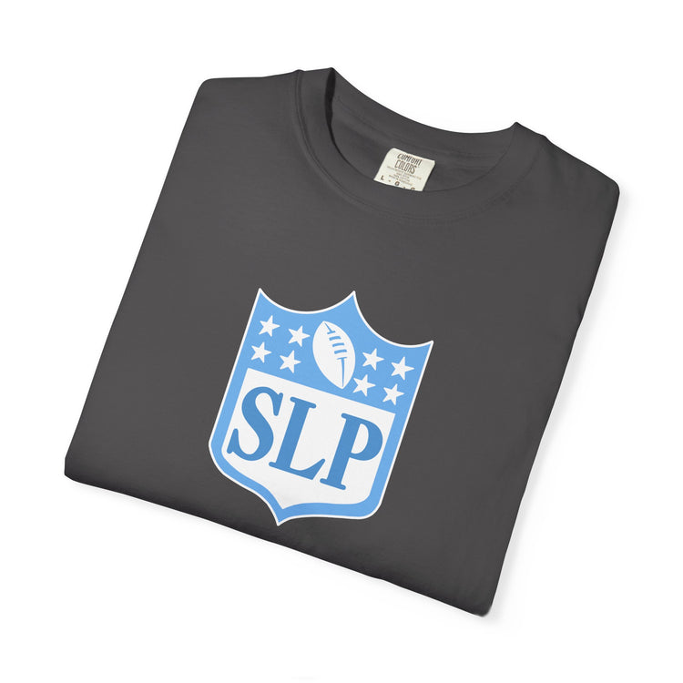 SLP football crest blue comfort colors tee