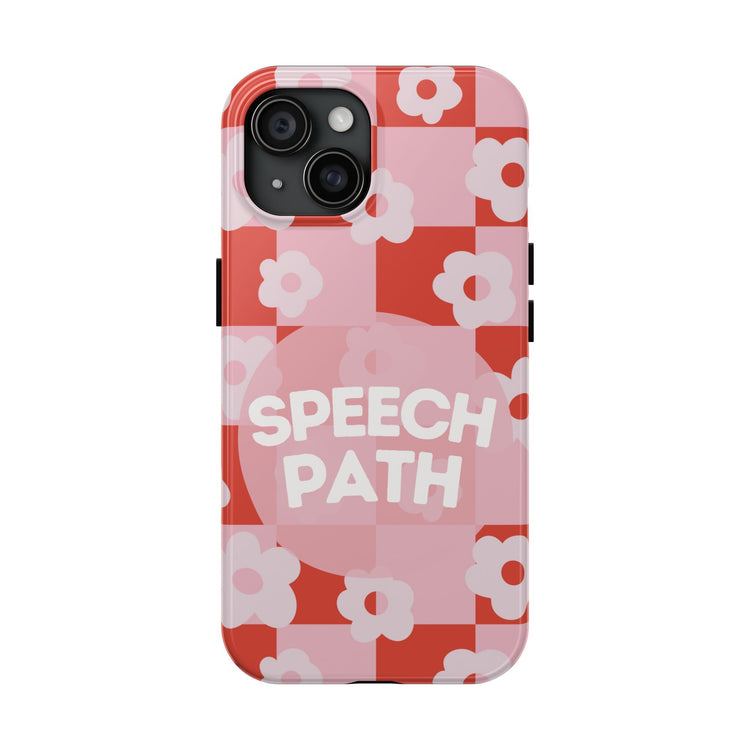 speech path red retro flower iPhone case