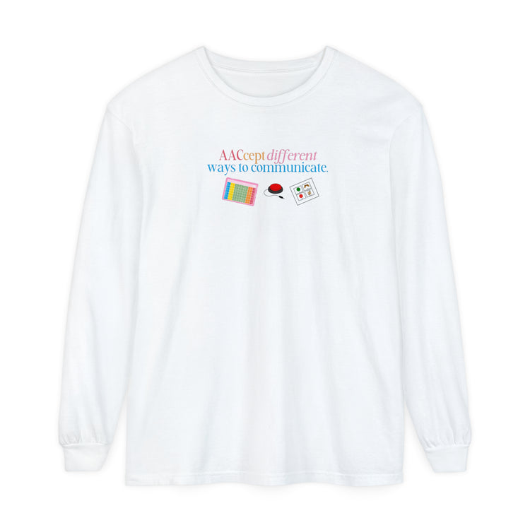 AACcept different ways to communicate comfort colors long sleeve tee