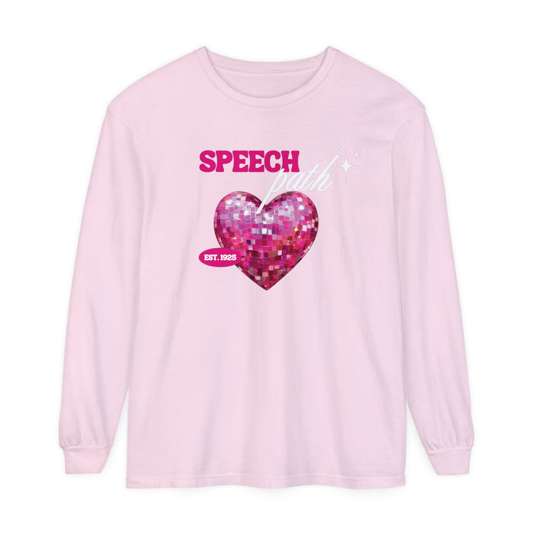 speech path disco heart long sleeve tee