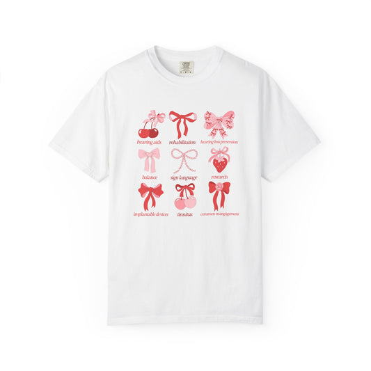 audiology scope cherry bow comfort colors tee