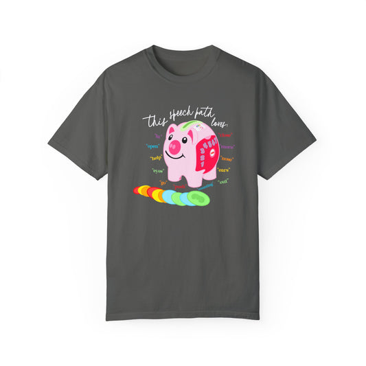 piggy bank speech path loves comfort colors tee