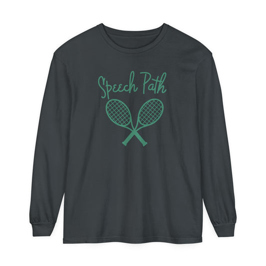 speech path beverly hills tennis comfort colors long sleeve tee