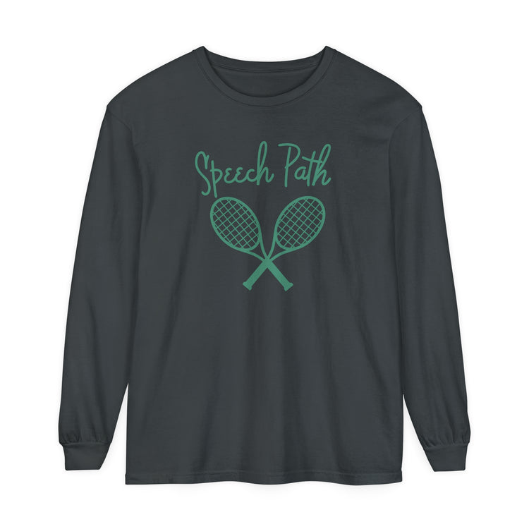 speech path beverly hills tennis comfort colors long sleeve tee