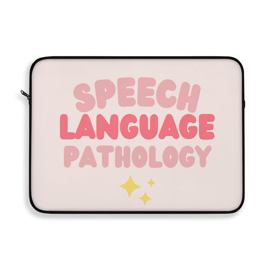 pink block speech language pathology laptop sleeve